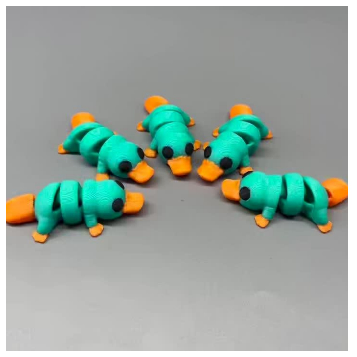 3D Printing Keychain - 5-Pack 3D Printed Cute Platypus Models,