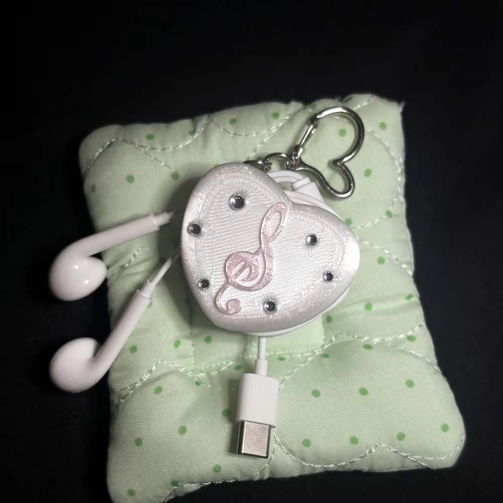 3D Printing Keychain - 3D Printed Musical Note Heart Cord