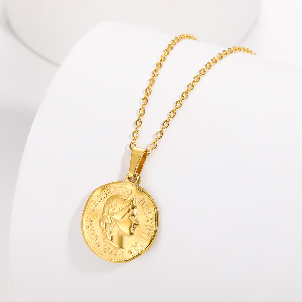 3D Printing Online - Stainless Steel Portrait Queen Coin Necklace