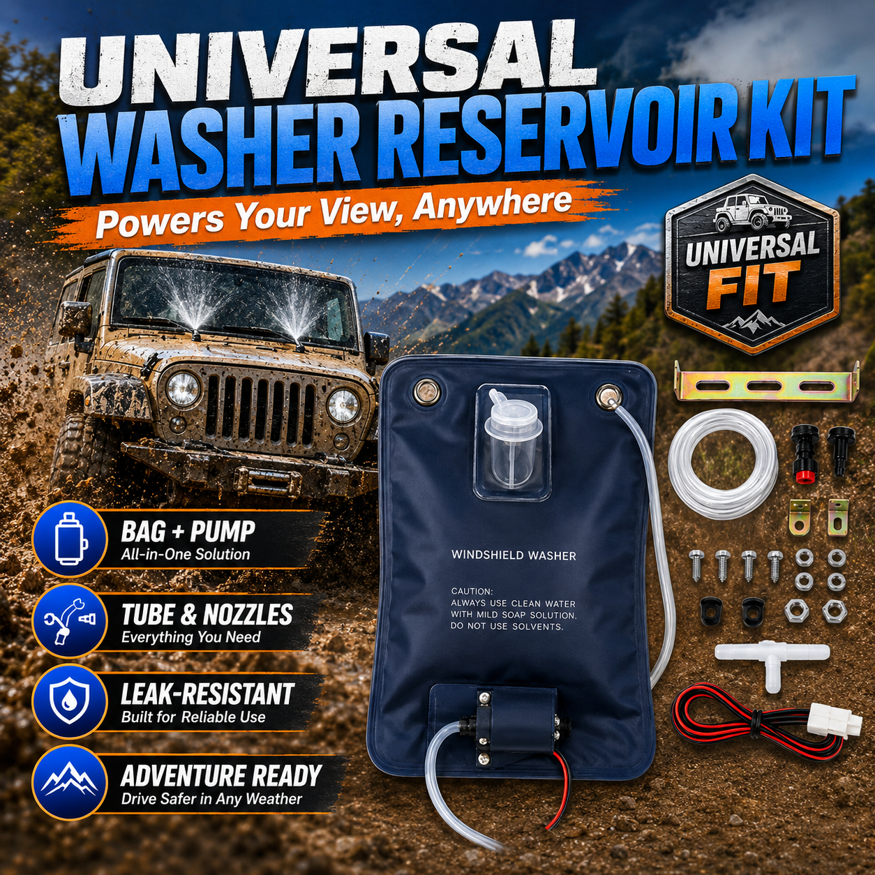 12V Universal Washer Reservoir – обзор и цена Nozzle Cleaning Kit