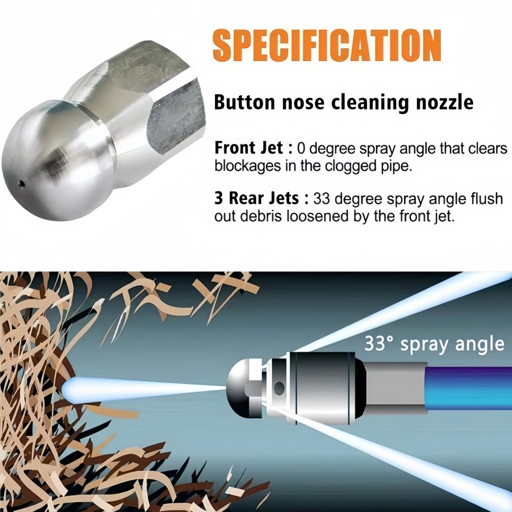 0.5~50m Sewer Cleaning Hose Hi – обзор и цена Nozzle Cleaning Kit