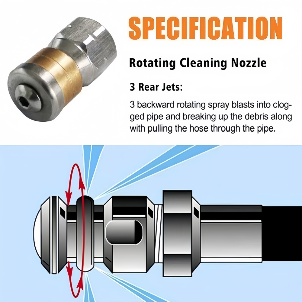 0.5~50m Sewer Cleaning Hose Hi – обзор и цена Nozzle Cleaning Kit
